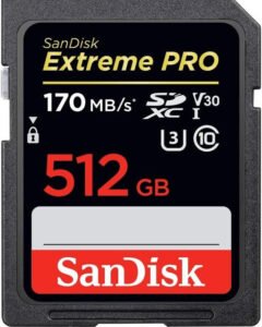 Sandisk Extreme Pro SD Card 512GB for camera